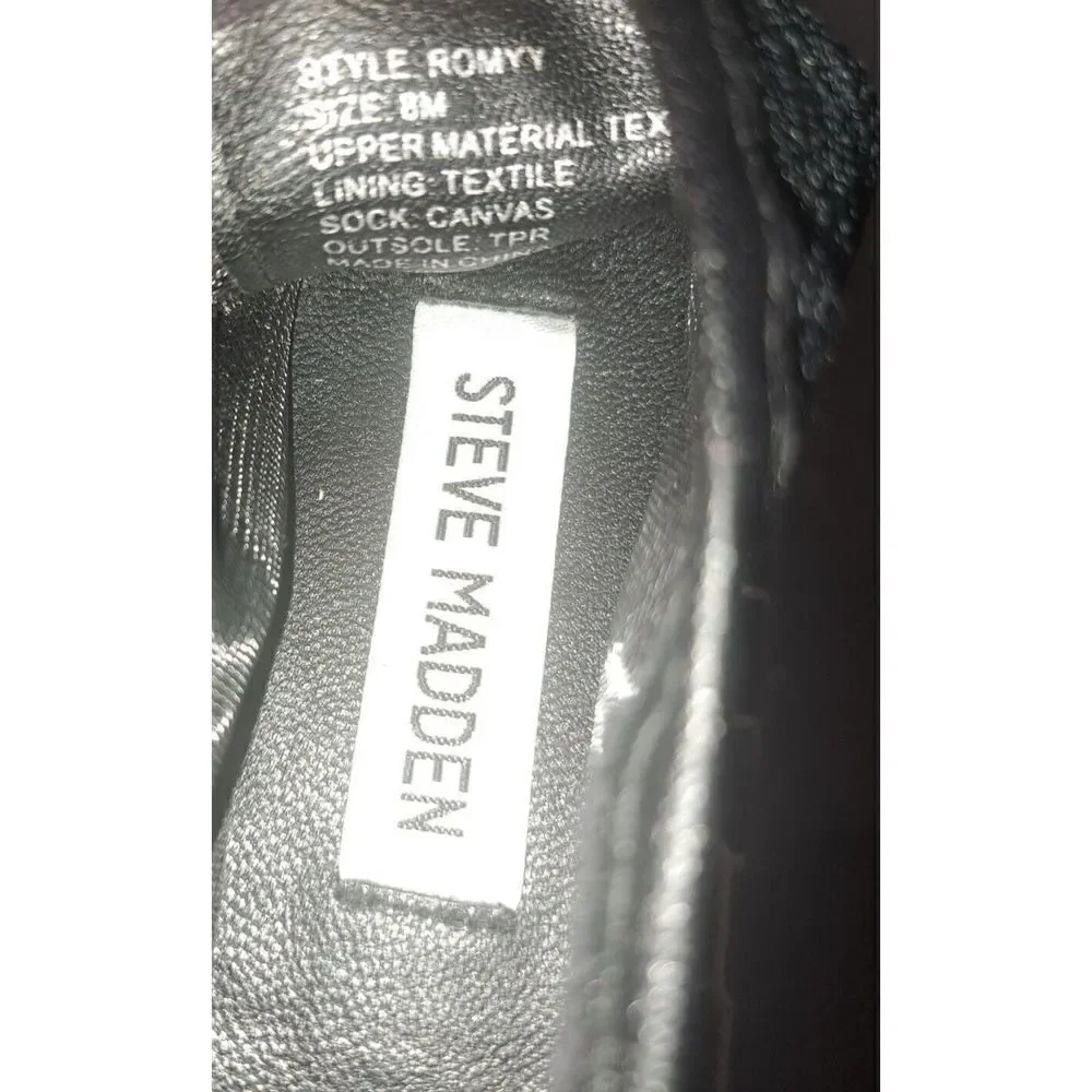 Steve Madden‎ Flats Espadrille Black Lace Style Romyy Size 8